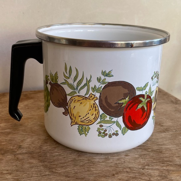 SAN IGNACIO Vintage 70’s MCM Enamelware Open 1 Qt Sauce Pot w/Handle Nantucket - Picture 3 of 9